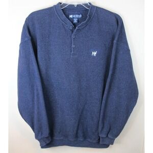 Vintage Big Dogs 3-Button Henley Pullover Sweatshirt Men's XL Blue Long Sleeve